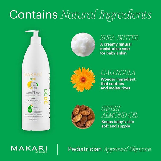 Baby Cleansing Milk – Sweet Almond Oil & Calendula 2-in-1 Baby Body Wash – Makari De Suisse Uganda