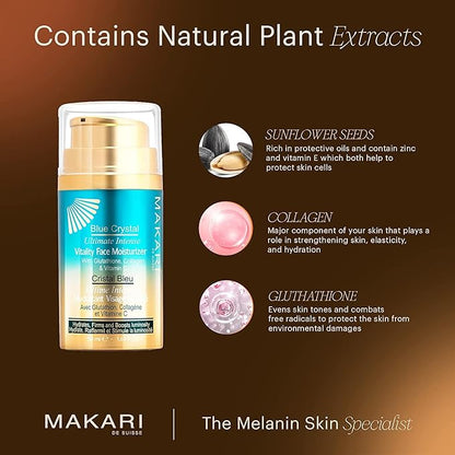 Blue Crystal Vitality Face Moisturizer – Glutathione & Collagen Brightening Gel-Cream – Makari De Suisse Uganda