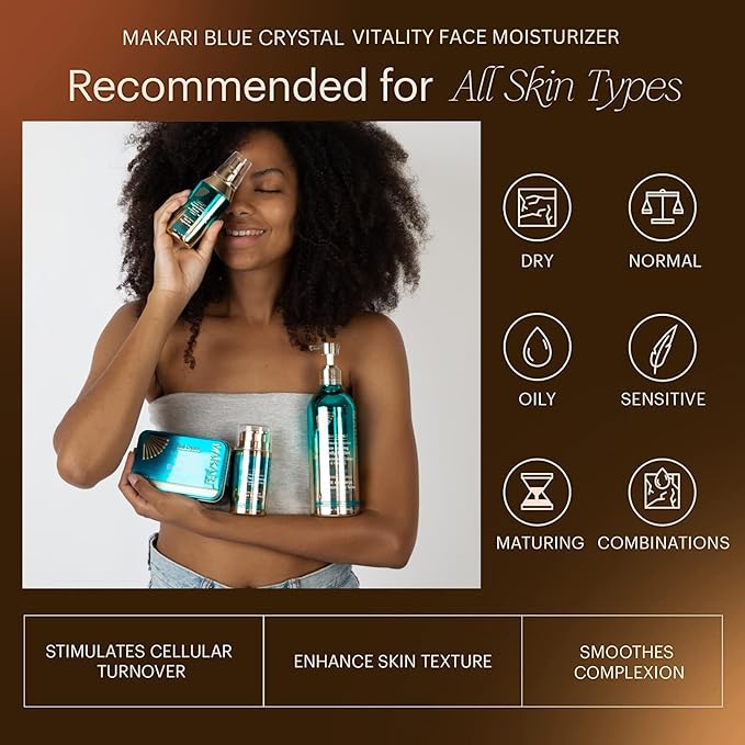 Blue Crystal Vitality Face Moisturizer – Glutathione & Collagen Brightening Gel-Cream – Makari De Suisse Uganda