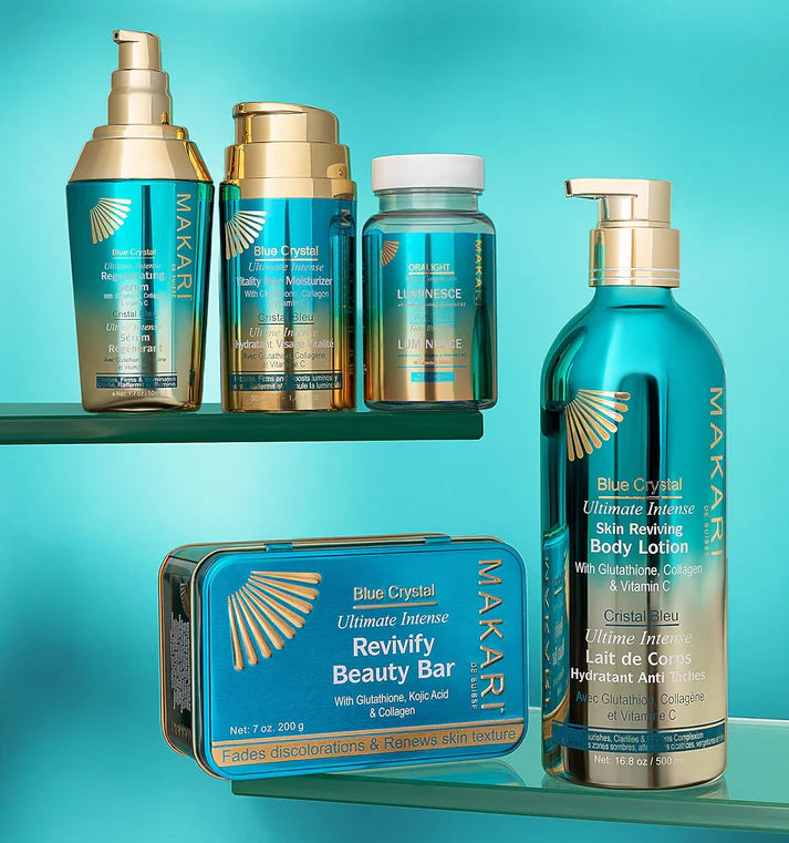 Blue Crystal Vitality Face Moisturizer – Glutathione & Collagen Brightening Gel-Cream – Makari De Suisse Uganda