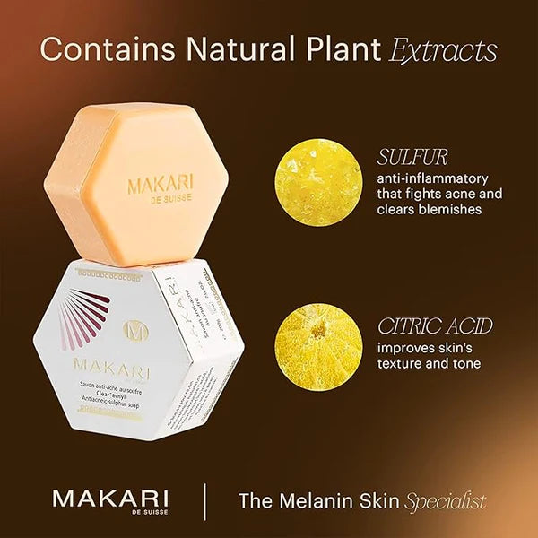 Clear Acnyl Sulfur Multi Function Soap – Antibacterial Sulfur Soap for Oily Acne-Prone Skin – Makari De Suisse Uganda