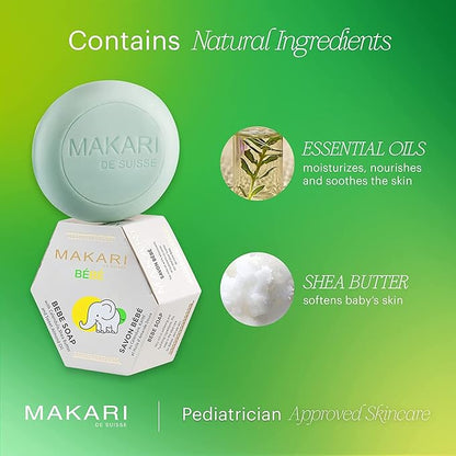 Gentle Hydrating Baby Soap – Shea Butter & Sweet Almond Oil for Newborn Skin – Makari De Suisse Uganda