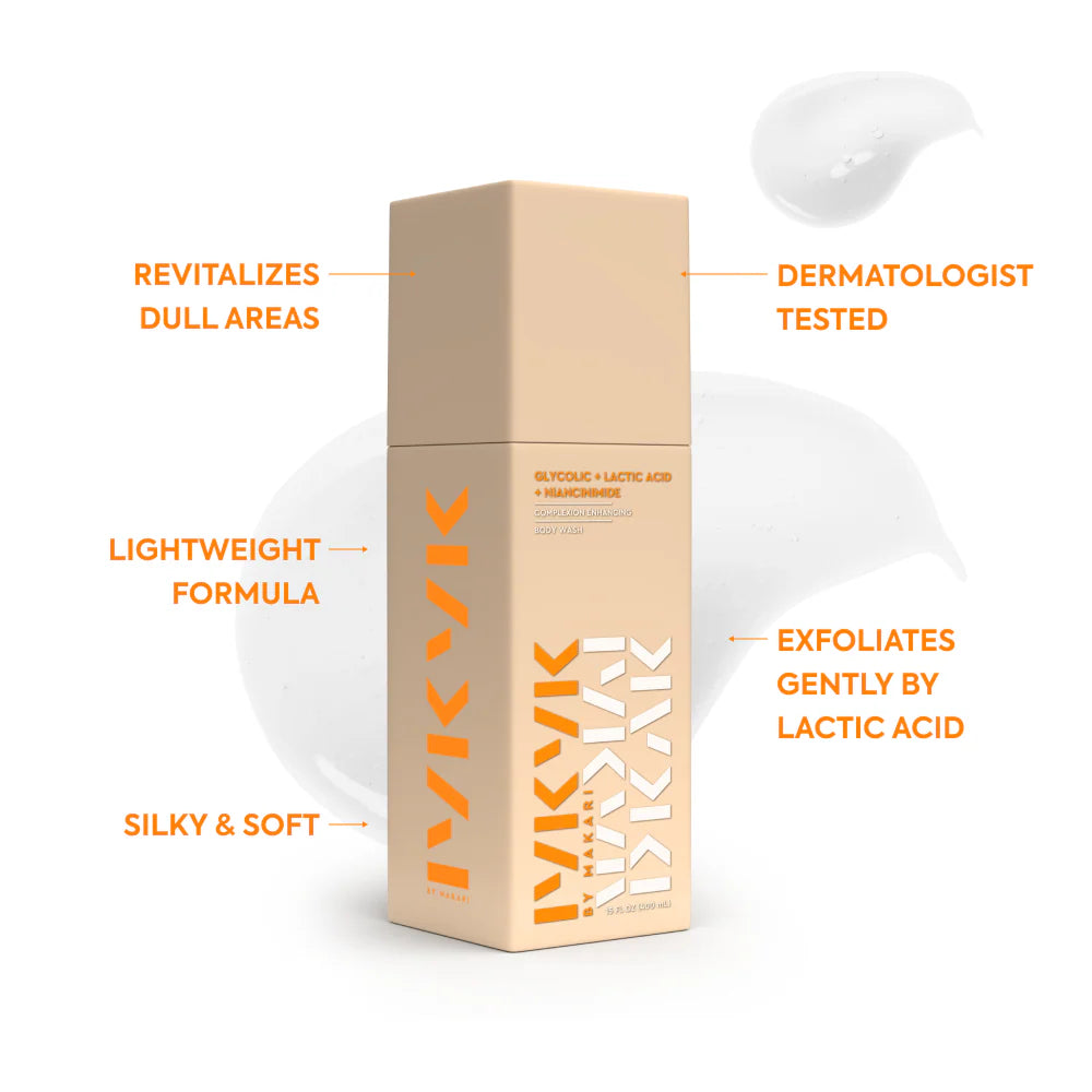 IYKYK Glycolic + Lactic Acid + Niacinamide Body Wash – Chemical Exfoliant for Smooth Even Skin – Makari De Suisse Uganda