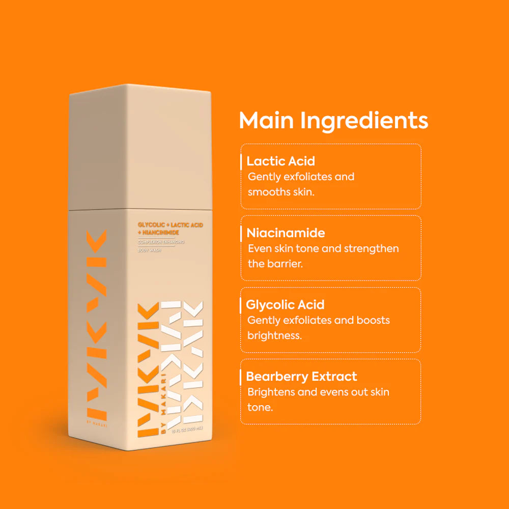 IYKYK Glycolic + Lactic Acid + Niacinamide Body Wash – Chemical Exfoliant for Smooth Even Skin – Makari De Suisse Uganda