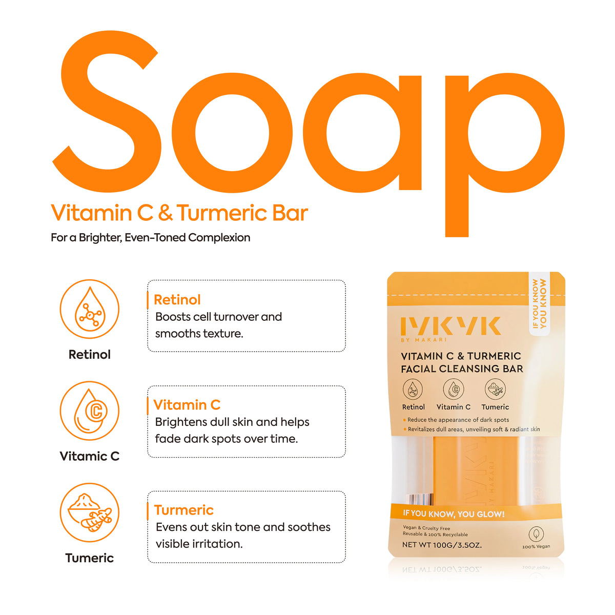 IYKYK Vitamin C & Turmeric Facial Cleansing Bar – Brightening Antioxidant Soap for Glowing Skin – Makari De Suisse Uganda