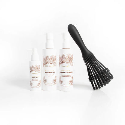 Makari Complete Hair Set – Shampoo, Conditioner, Serum & Brush for Stronger Shinier Hair – Makari De Suisse Uganda