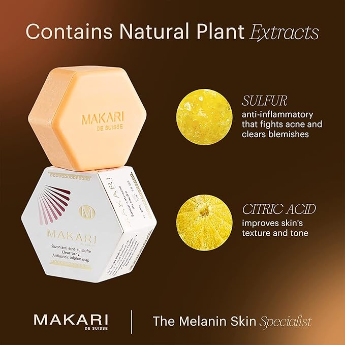 Makari soap with natural plant extracts on a brown background | Makari de Suisse Uganda