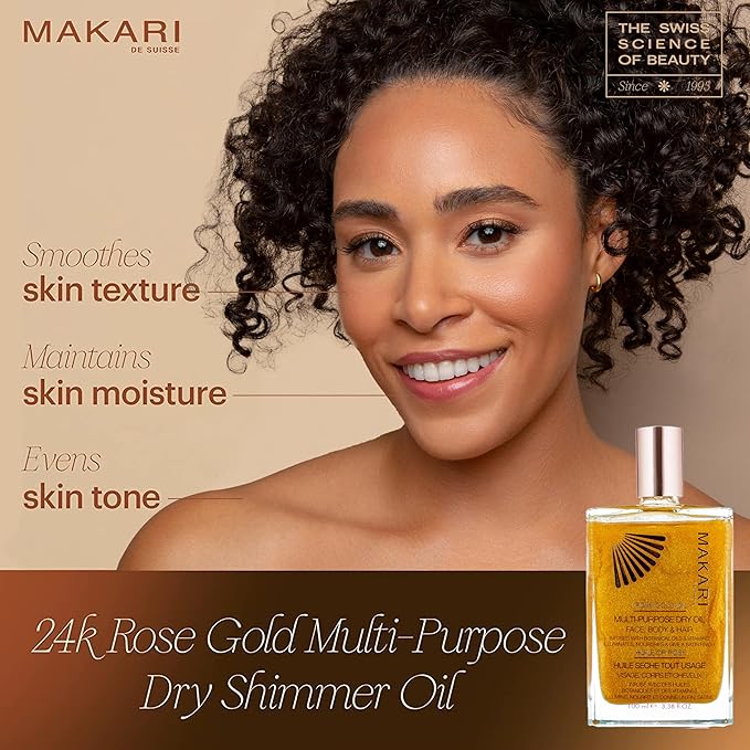 Or Rose 24K Gold Dry Oil – Real Gold Flakes for Face, Body & Hair Glow – Makari De Suisse Uganda