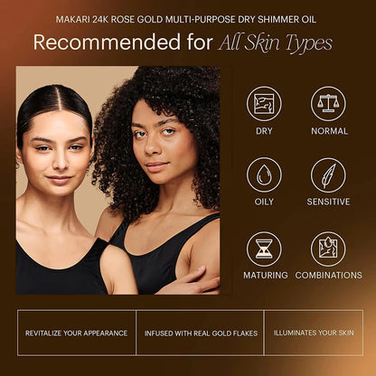 Or Rose 24K Gold Dry Oil – Real Gold Flakes for Face, Body & Hair Glow – Makari De Suisse Uganda