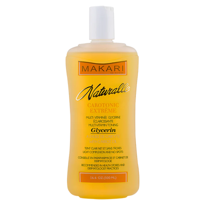 Yellow bottle of Makari Naturallie Garotonic Extreme on a white background | Makari de Suisse Uganda
